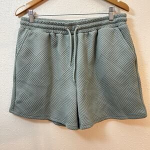 DOKOTOO Men’s Mint Green Geometric Knit Sweat Shorts XL Drawstring Pockets